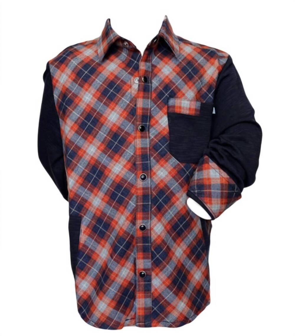 NEW FORE AXEL & HUDSON kids crimson plaid flannel shirt in multicolored